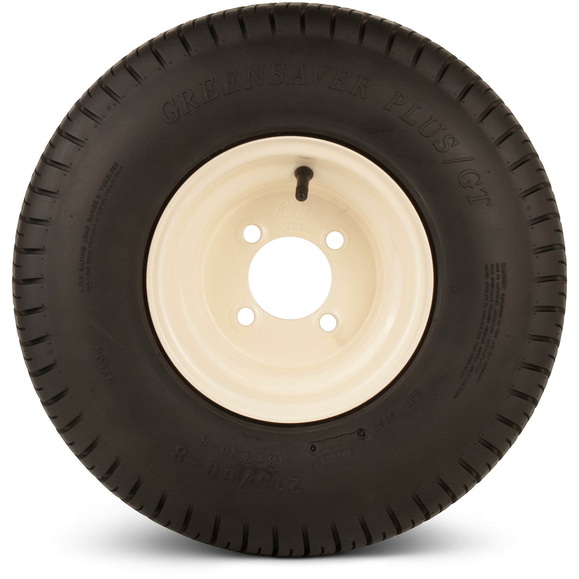 Greenball Greensaver Plus GT 215/60-8 4 PR Golf Cart Tire and Wheel 4 lug Almond Color Wheel