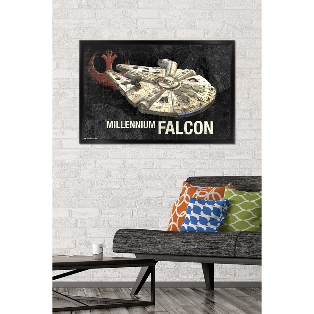 Trends International Star Wars Saga Millennium Falcon Framed Wall Poster Prints