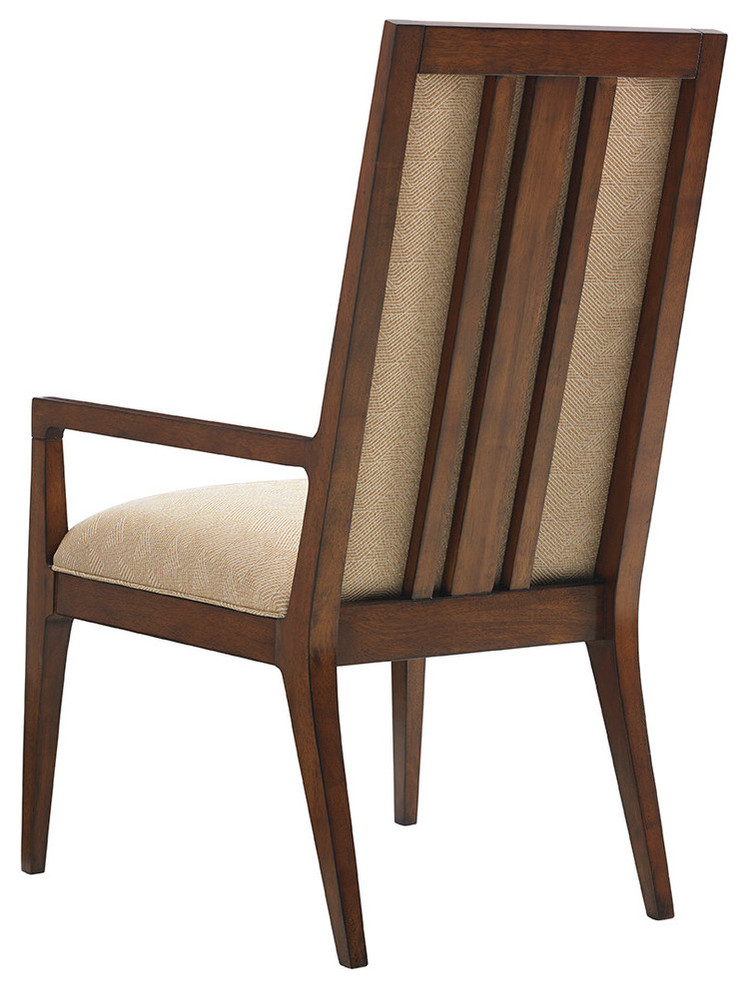 Tommy Bahama Home Island Fusion Natori Slat Back Arm Chairs  Set of 2   Transitional   Dining Chairs   by Emma Mason  Houzz