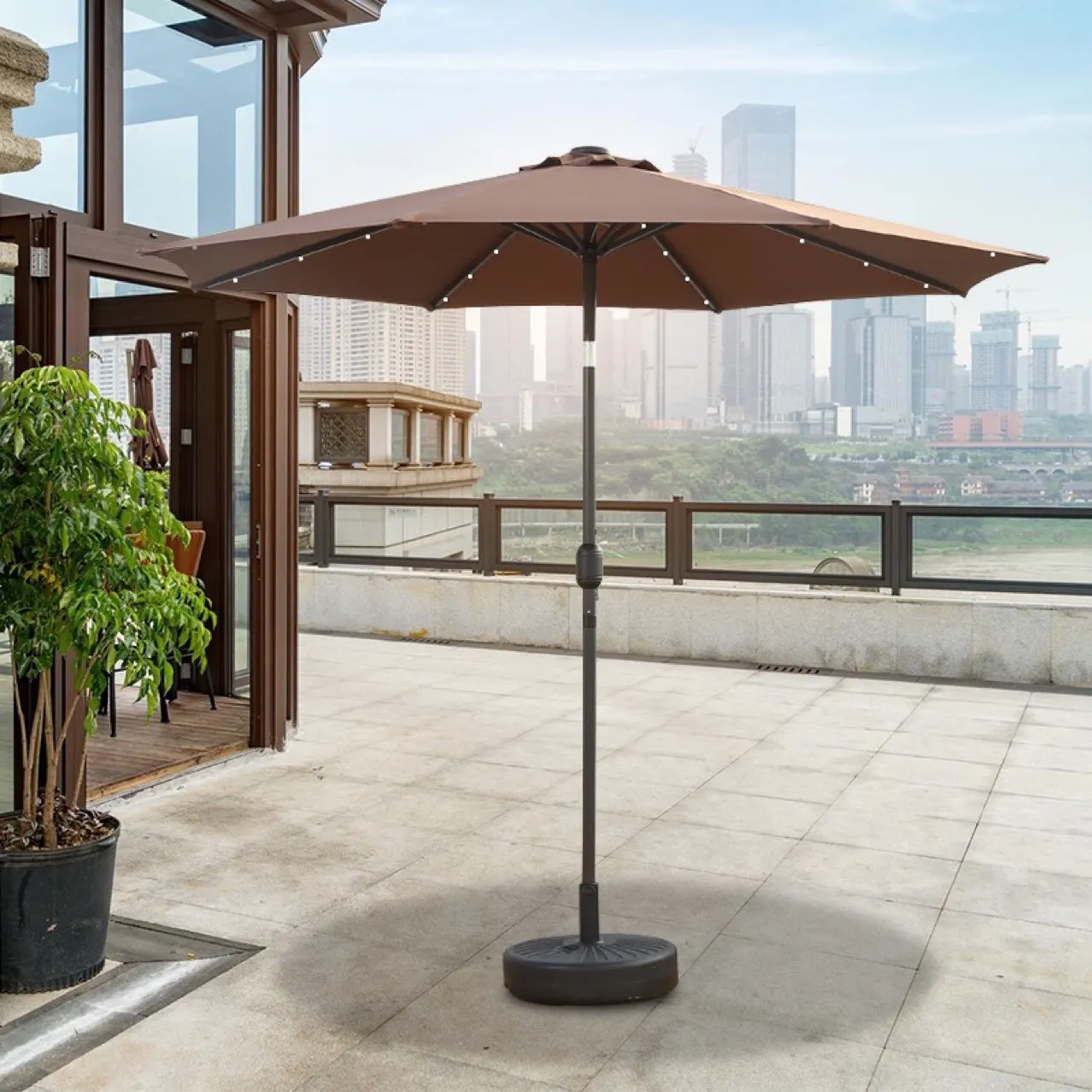 Fixed commercial patio umbrella outdoor dining table sunshade umbrella kit market patio umbrella