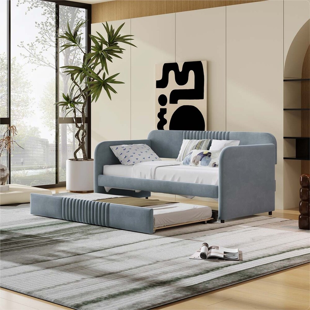 Upholstered Daybed Sofa Bed With Trundle