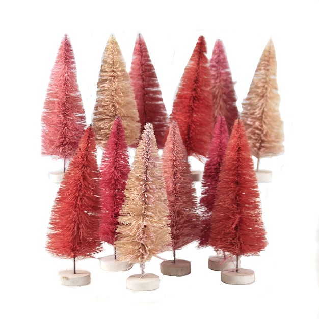 Cody Foster Christmas Pink Hue Trees Twelve Sisal Trees 6 Inches Bottle Brush Bb98p Sisal Pink