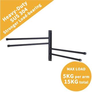 ACEHOOM 15 in. Wall Mount Bathroom Swivel Towel Bar with 4-Arm in Matte Black AC-BTR03