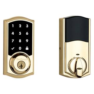 Kwikset SmartCode 916 Zigbee 3.0 Touchscreen Lifetime Polished Brass Single Cylinder Keypad Electronic Deadbolt with SmartKey 916TRTSZB3.0L03