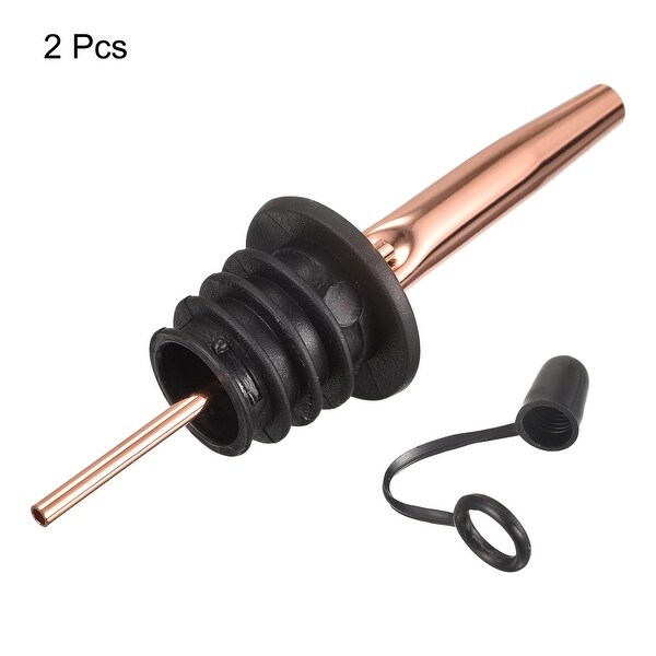 2x Stainless Steel Liquor Pourer Wine Oil Bottle Pour Spout， Rose Gold - Rose Gold