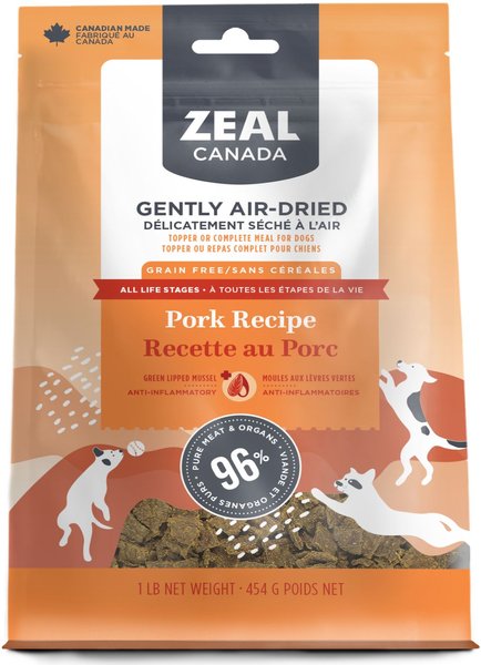 Zeal Canada Gently Pork Flavored Air-Dried Dog Food， 1-lb bag