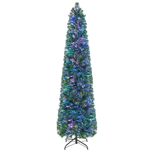 Costway 5/6/7/8 FT PreLit Artificial Xmas Tree with Colorful Fiber