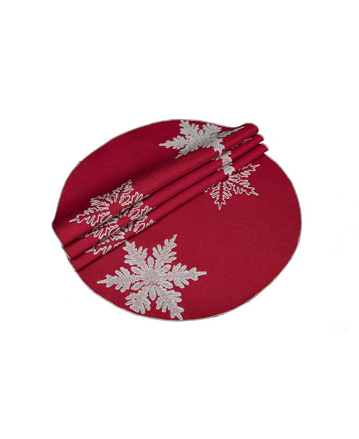 Xia Home Fashions Glisten Snowflake Embroidered Christmas Round Placemats 16 Round Set of 4