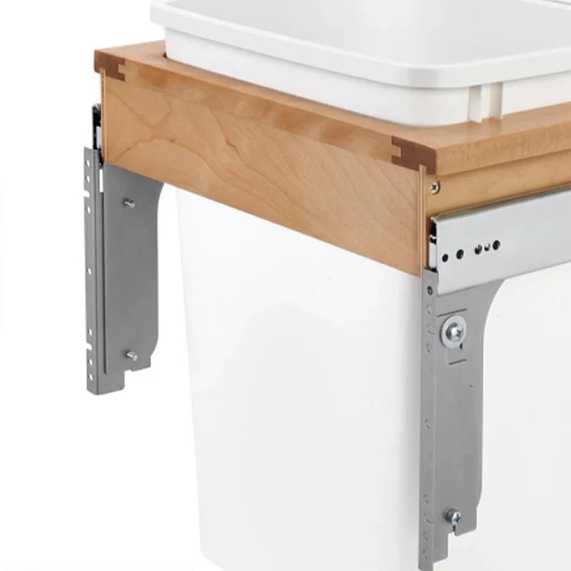 Rev-A-Shelf Double Pull Out Top Mount Trash Can 35 Qt， White， 4WCTM-18DM2-419-FL