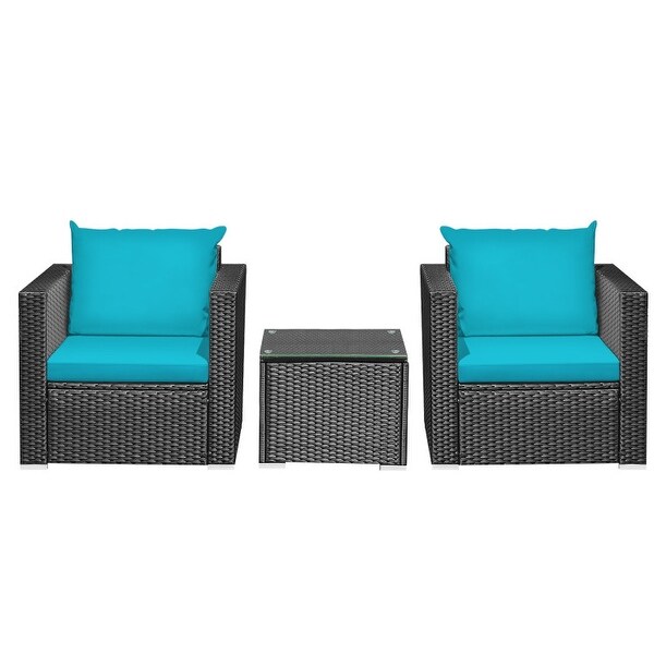 3 Pieces Patio wicker Furniture Set with Cushion