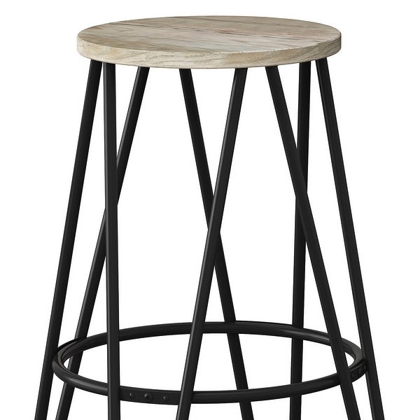 WYNDENHALL Kendall Industrial Metal 26 inch Metal Counter Height Stool with Wood Seat (Set of 2) - 15.7