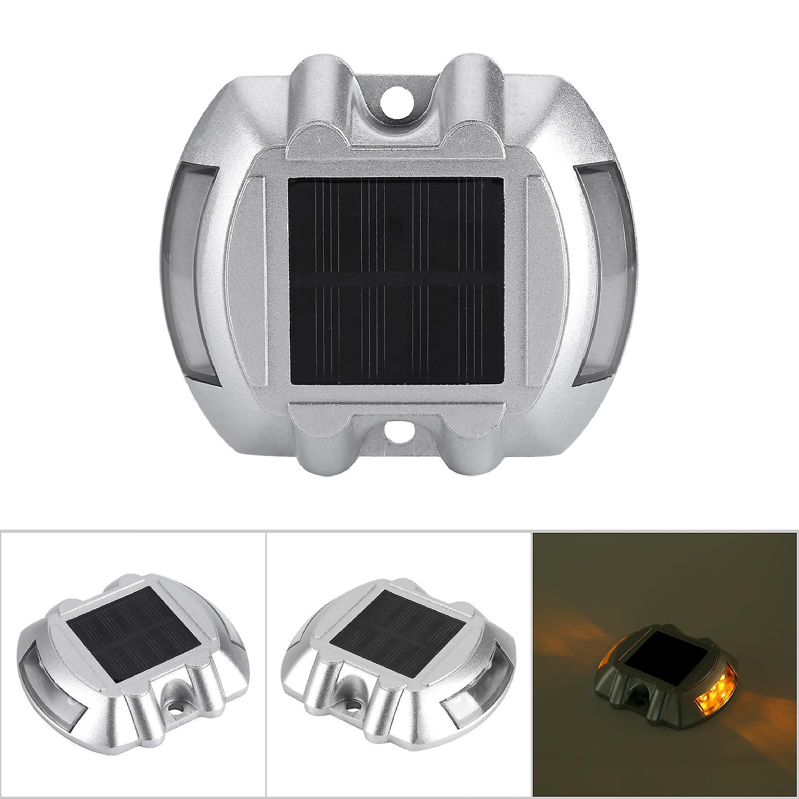 Casting Aluminum Solar Power Waterproof 6 Led Lamp Outdoor Road Driveway Pathway Light Yellow