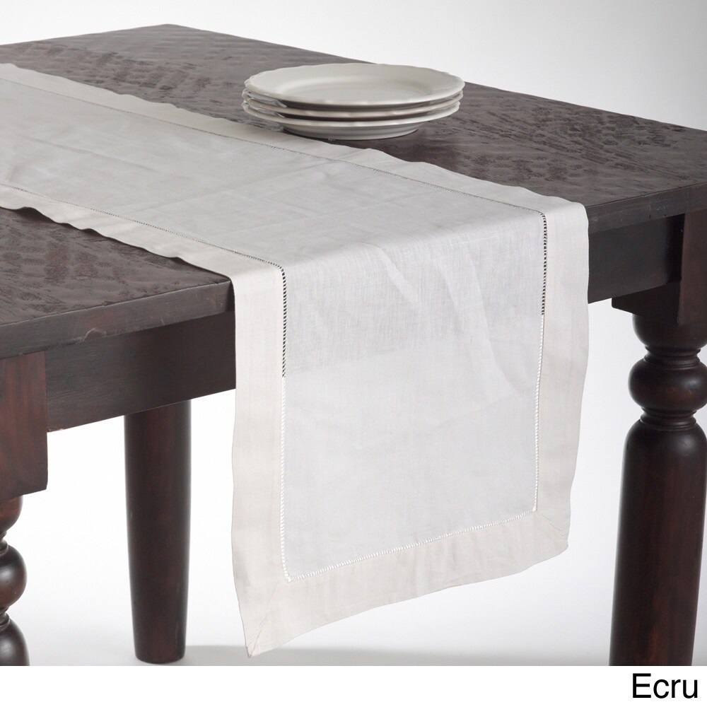 Hemstitched Linen Blend Table Runner