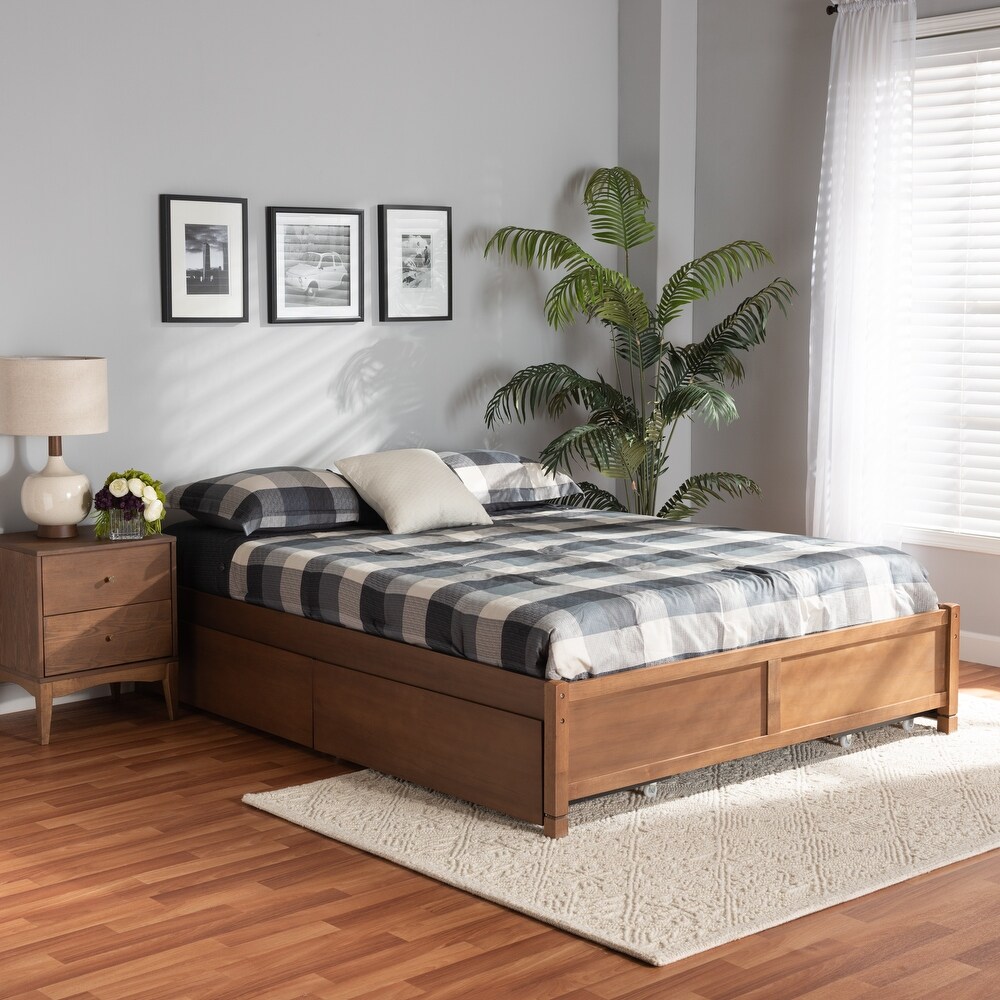 Yara Modern   Contemporary 4 Drawer Wood Storage Bed Frame(Platform)