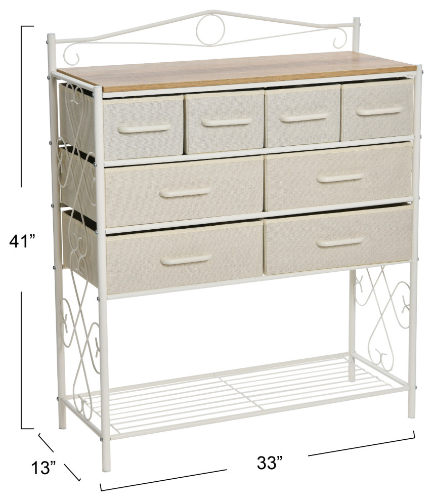 Dresser Table  8 White Drawers  Shoe Shelf White  Scandinavian White Top   Traditional   Dressers   by Household Essentials  Houzz