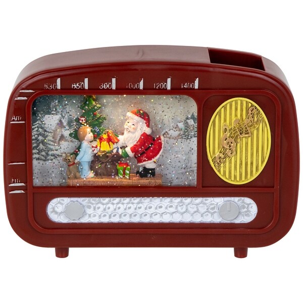 LED Lighted Santa Sighting Retro Radio Christmas Snow Globe