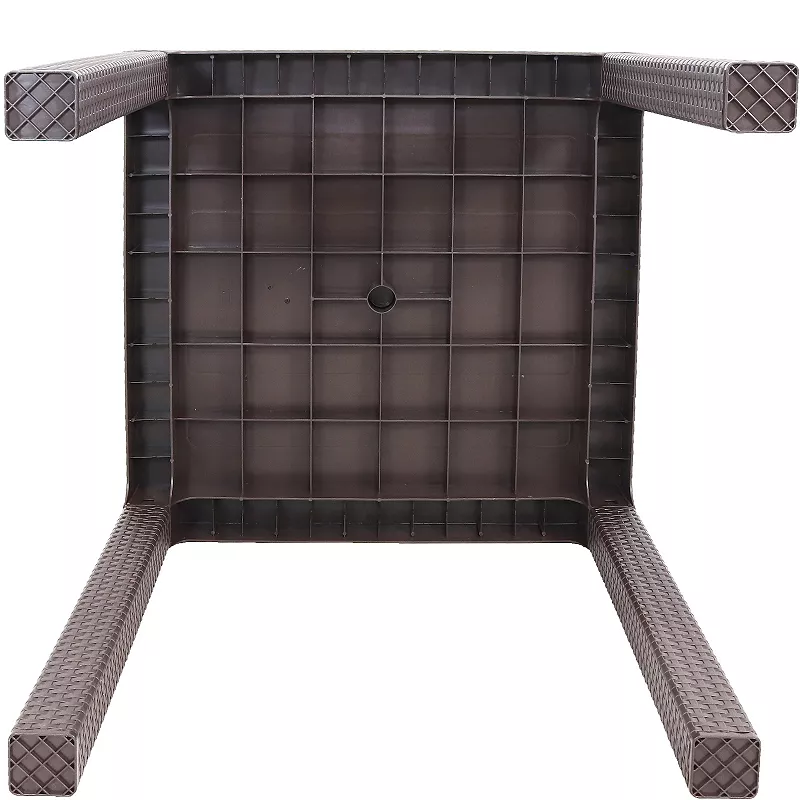 Sunnydaze 31.5 in Plastic Rattan Square Patio Dining Table - Brown