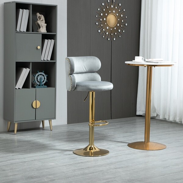 Height Adjustable Upholstered Barstools with Ergonomic-Sesigned Backrest and Footrest