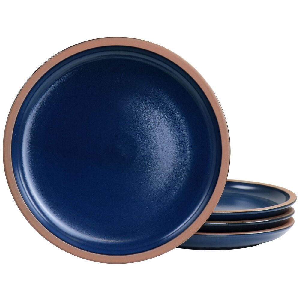 Gibson Elite Dumont 4 Piece Terracotta 10.8in Dinner Plate Set in Dark Blue   4 Piece