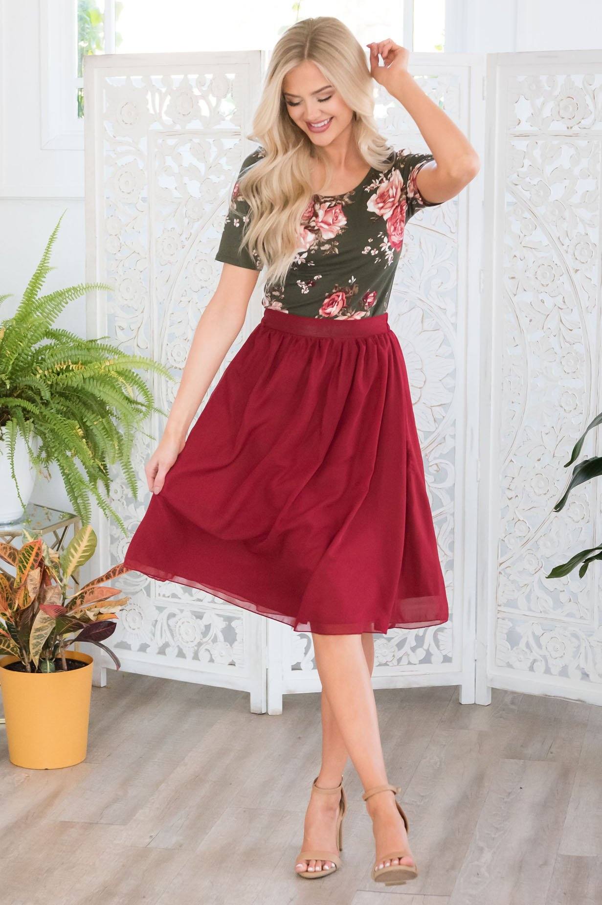 Deep Rust Chiffon Skirt