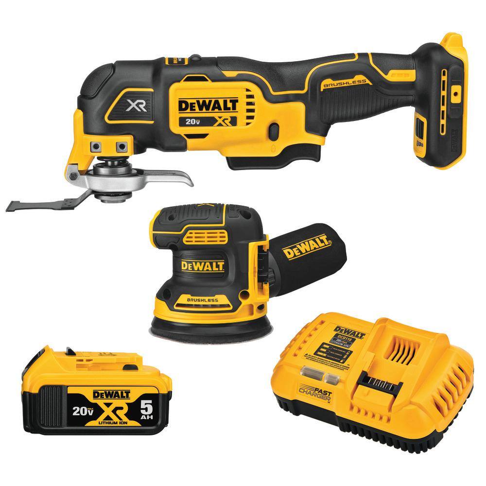 DW 20V MAX XR Cordless Woodworking 2 Tool Combo Kit with Oscillating Tool 5 in. Sander and (1) 20V 5.0Ah Battery DCK202P1