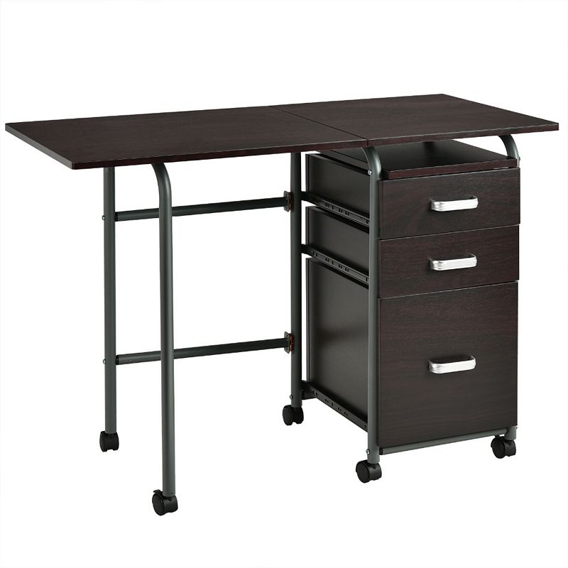 Folding Computer Laptop Desk Wheeled Home Office Furniture