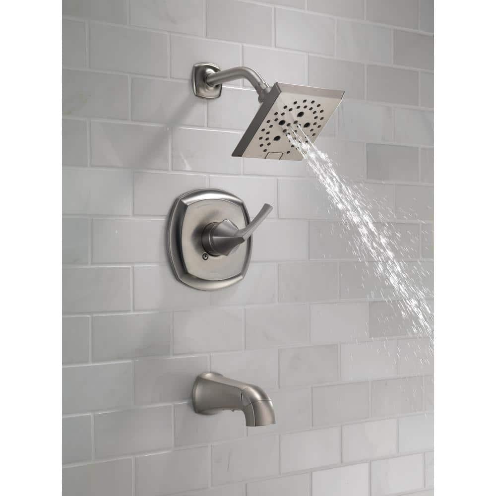 Delta Portwood SingleHandle 5Spray Tub and Shower Faucet with H2Okinetic in SpotShield Brushed Nickel