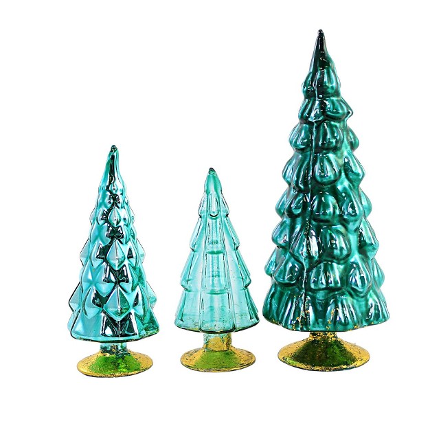 Small Teal Hue Trees Easter Decor Mantle Cody Foster Decorative Sculptures