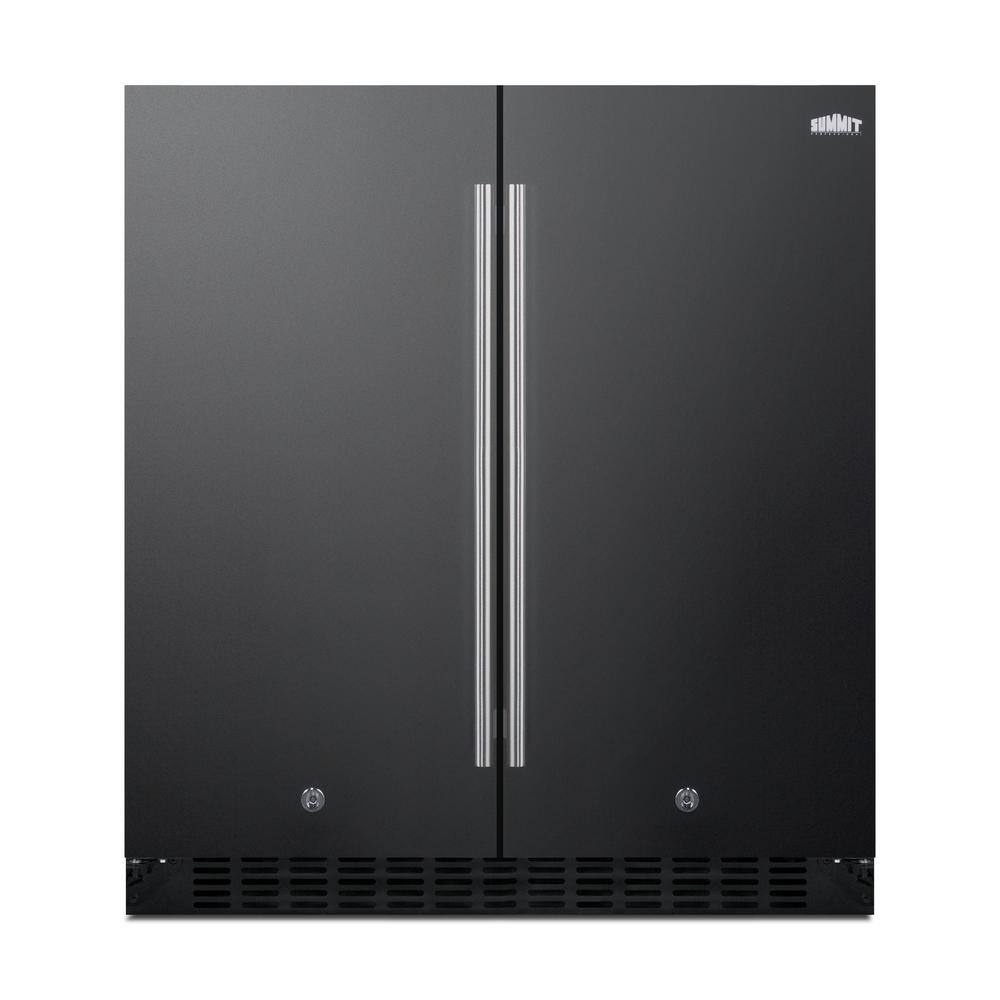 Summit Appliance 30 in. 5.4 cu. ft. Built-In Side by Side Refrigerator in Black Counter Depth FFRF3070B