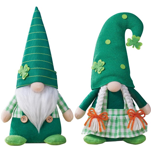 Collections Etc Festive 2 piece Irish Gnome Couple Set 6 X 3 5 X 11