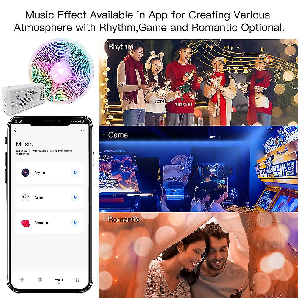 Zigbee Led Controller Light Strip Rgb Cct Dimmer Music Sync Tuya Smart App Control With Alexa Google Smartthings Remote Control