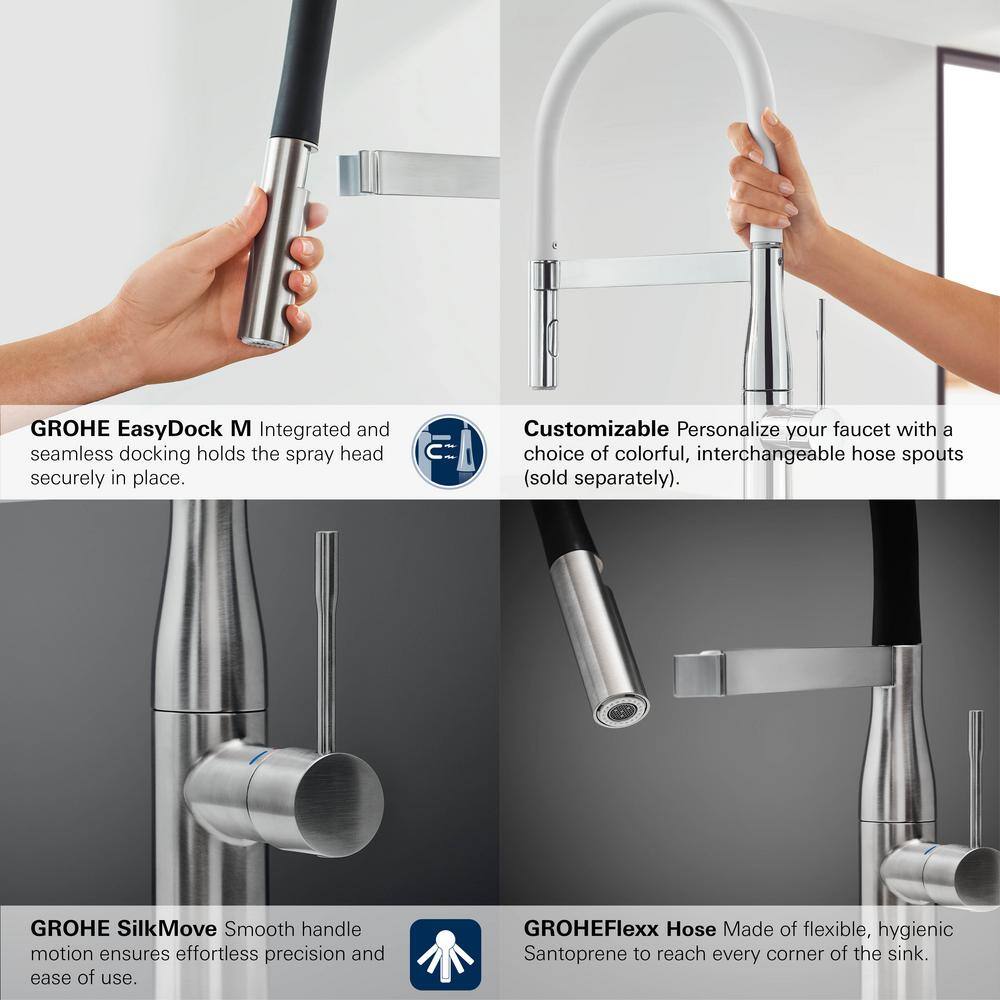 GROHE Essence New Single-Handle Pull-Down Sprayer Kitchen Faucet in Brushed Cool Sunrise 30295GN0