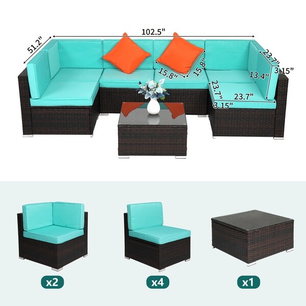 Karlhome 7Piece Outdoor Patio Conversation Set Wicker Sectional Sofa Set