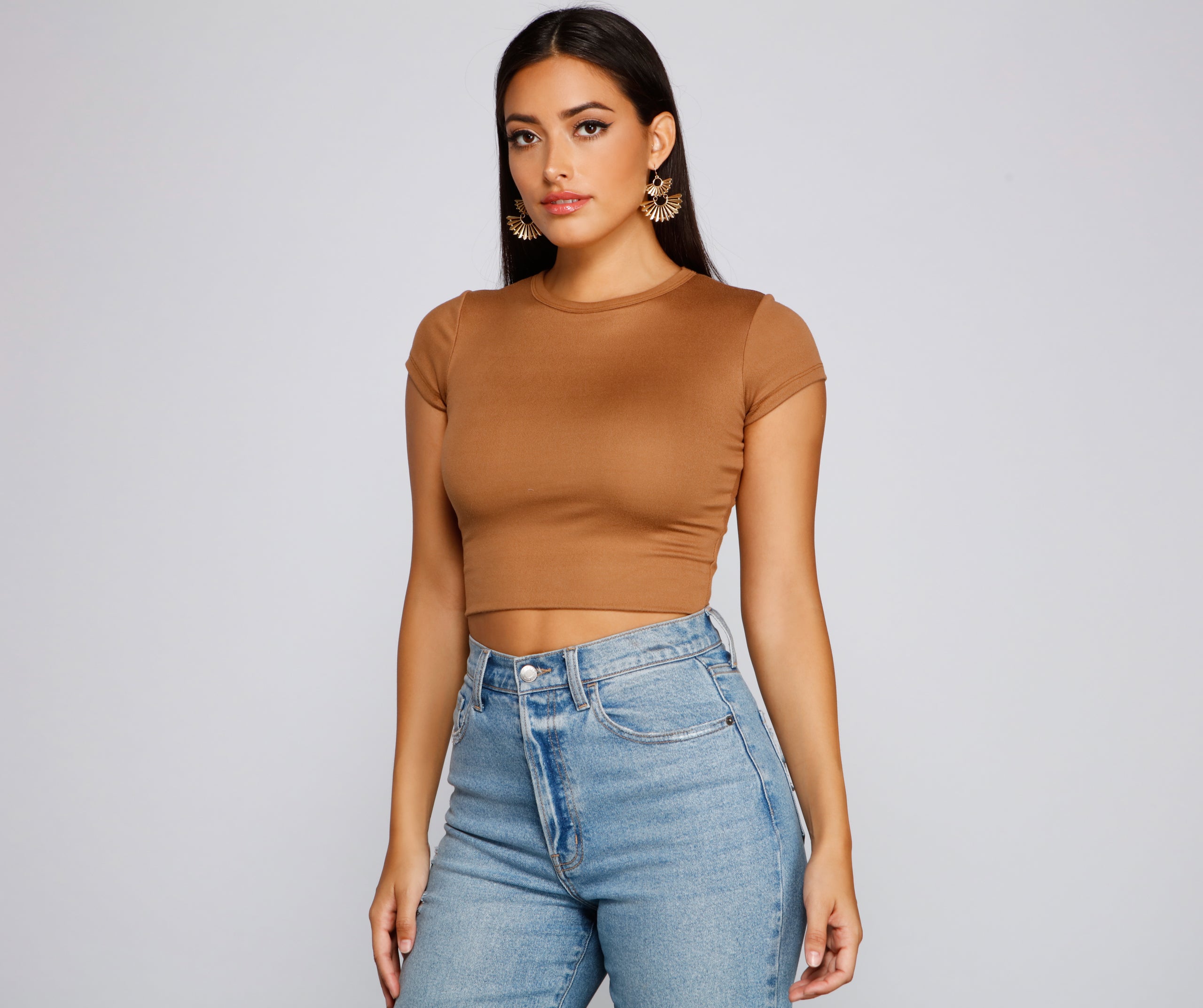 Casual Must-Have Crew Neck Crop Top