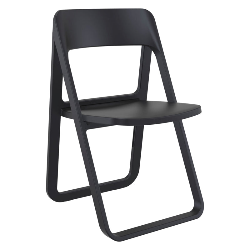 Pemberly Row Contemporary Folding Outdoor Chair Black