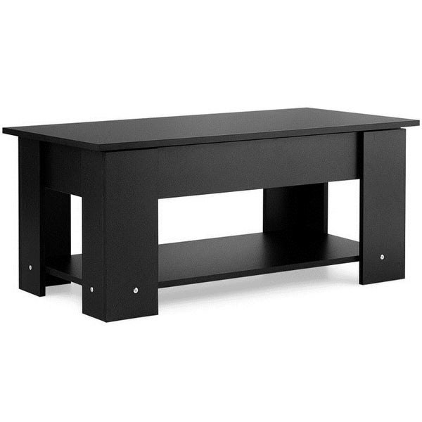 Black Coffee Table with Lift-up Desktop and Storage