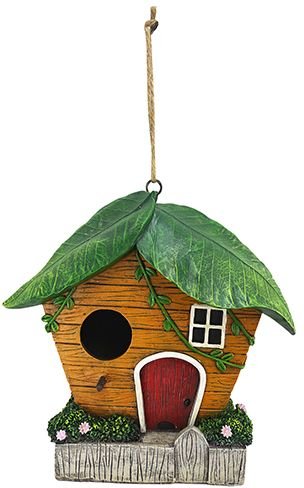 Red Carpet Studios Leaves Bird House， Brown and Green， 8-in