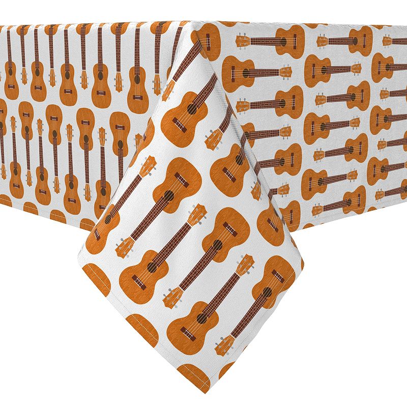 Rectangular Tablecloth， 100% Cotton， Ukulele Illustration