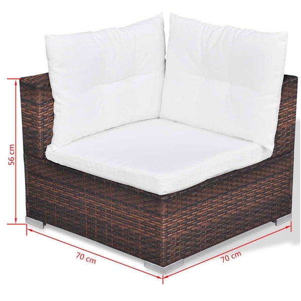 10 Piece Garden Lounge Set with Cushions Poly Rattan Brown - Overstock - 35108298