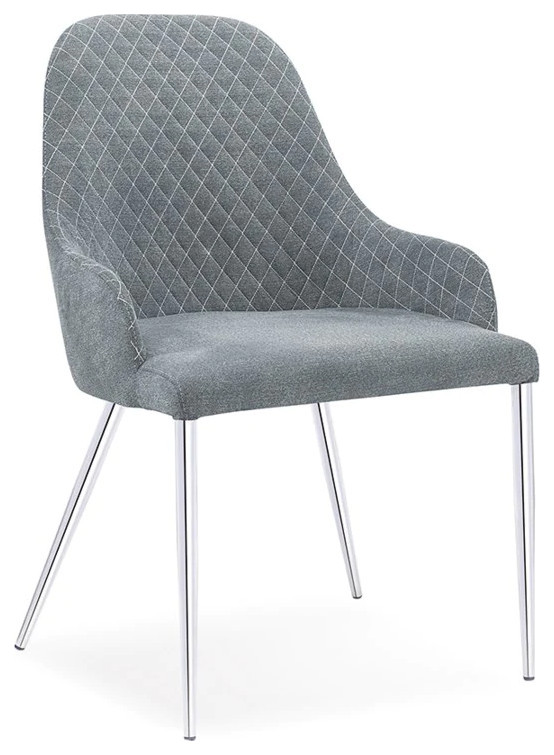 Sandro Dining Chair  Light Gray Color Soft Fabric Seat With Chrome Legs   Midcentury   Dining Chairs   by Peachtree Fine Furniture  Houzz