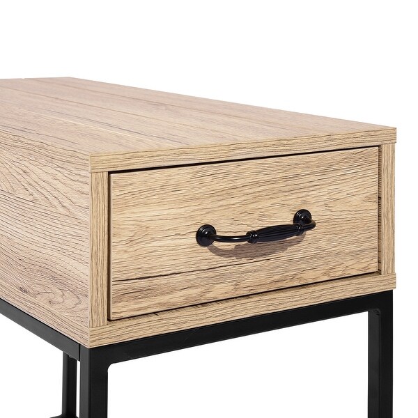 Side Table， 1-Tier Nightstand with Drawer， Narrow End Table for mall Spaces