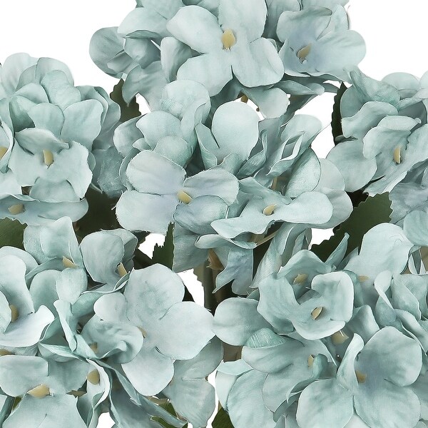 Set of 6 Blue Teal Artificial Delicate Hydrangea Flower Stem Bush Bouquet 13in