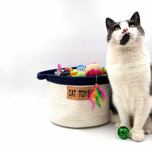 Midlee Cat Toy Rope Cotton Basket