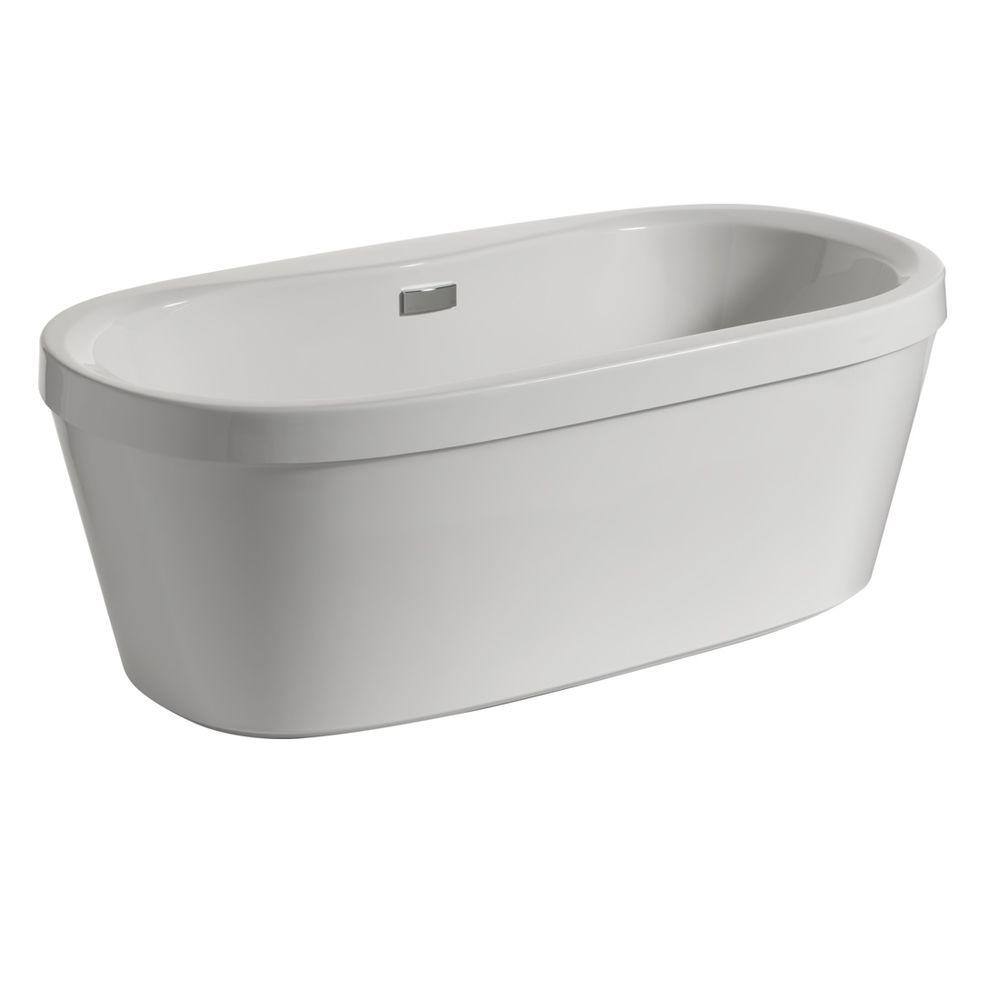 Delta Synergy 60 in. x 32 in Soaking Bathtub with Center Drain in High Gloss White B14416-6032-WH