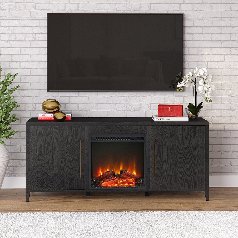 Jasper Rectangular TV Stand with Log Fireplace for TV's up to 65\