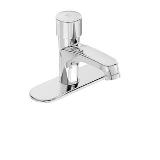 Symmons Single-Handle Single Hole Metering Bathroom Faucet with Optional 4 in. Deck Plate in Chrome SLS-7000-DP4