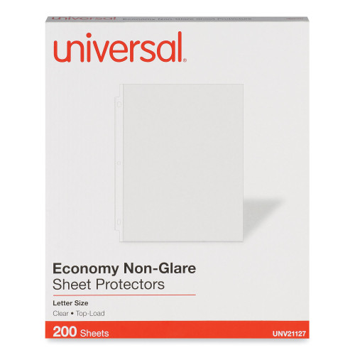 Universal Top-Load Poly Sheet Protectors， Nonglare， Economy， Letter， 200/Box (21127)