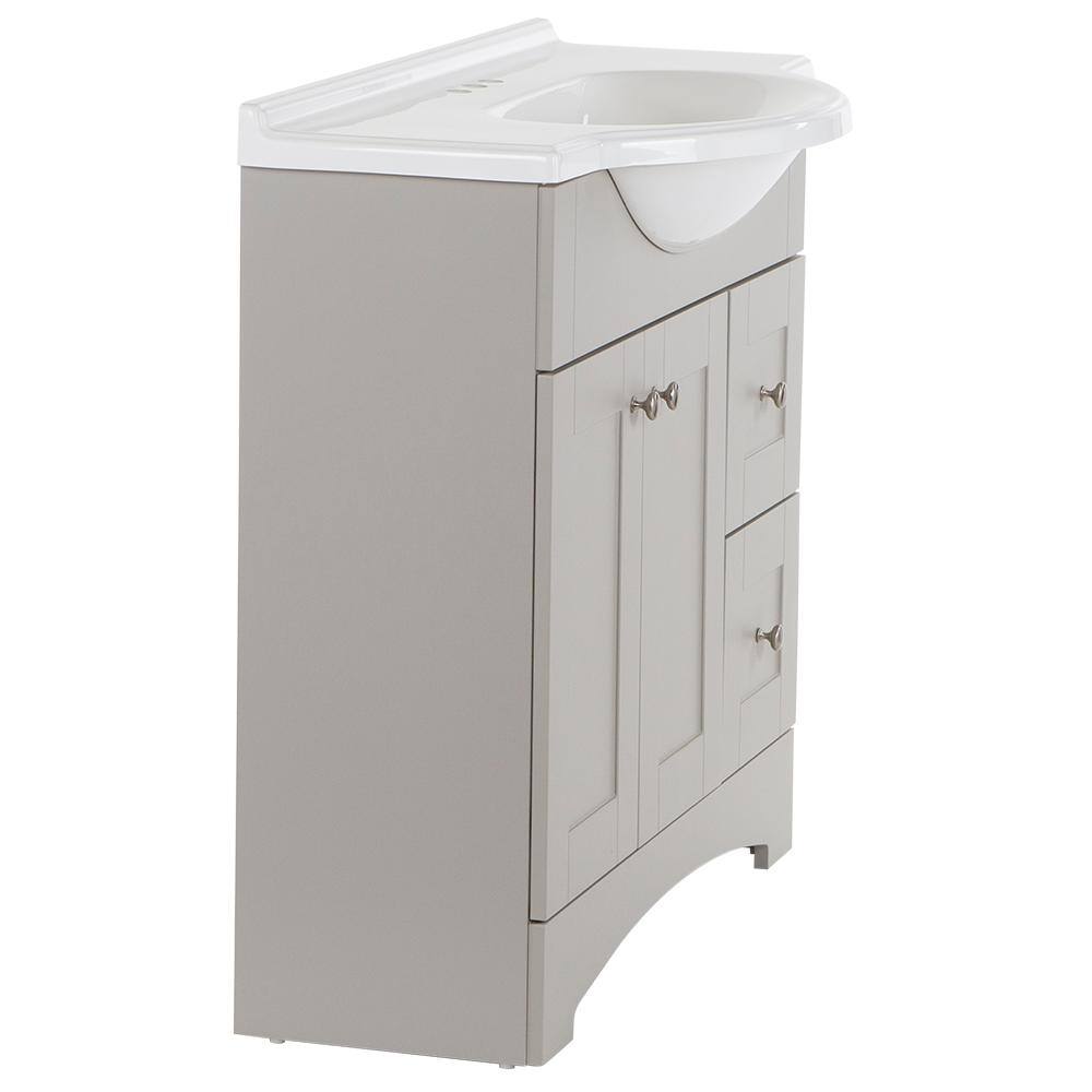 Glacier Bay Del Mar 37 in. W x 18.78 in. D Bath Vanity in Gray with Cultured Marble Vanity Top in White with Belly Bowl Sink DM36P2-KG