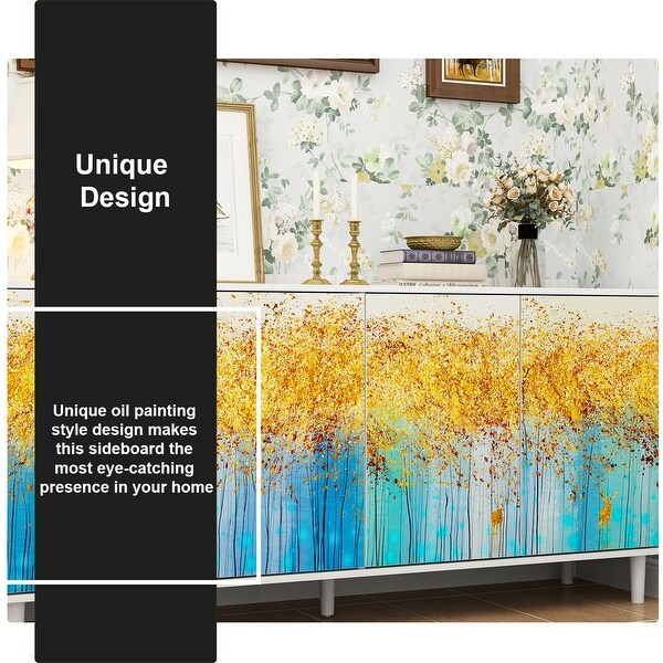 Sideboard Paint Cabinet Console Table Accent Cabinet Landscape Forest