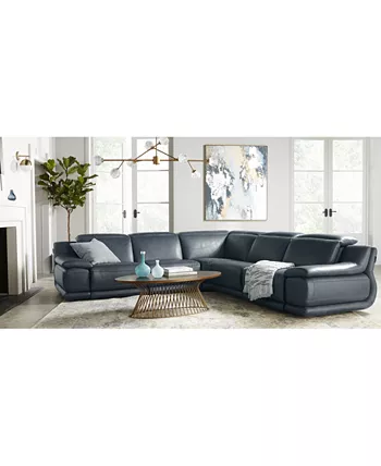 Furniture Daisley 6-Pc. Leather L Shaped Sectional Sofa with 3 Power Recliners